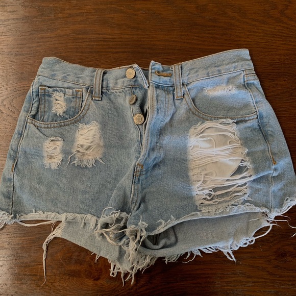 High Waisted Jean Shorts - Picture 1 of 3